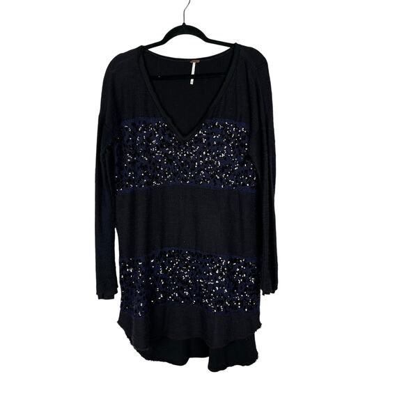 Free People Alpaca Wool Blend Sequins Tunic Sweater Women's Size Medium - Picture 1 of 6